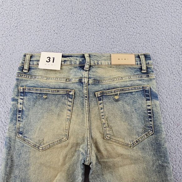 mnml Jeans Mens 31 Blue X146 Stretch Denim Distressed Slim Fit - Picture 14 of 16